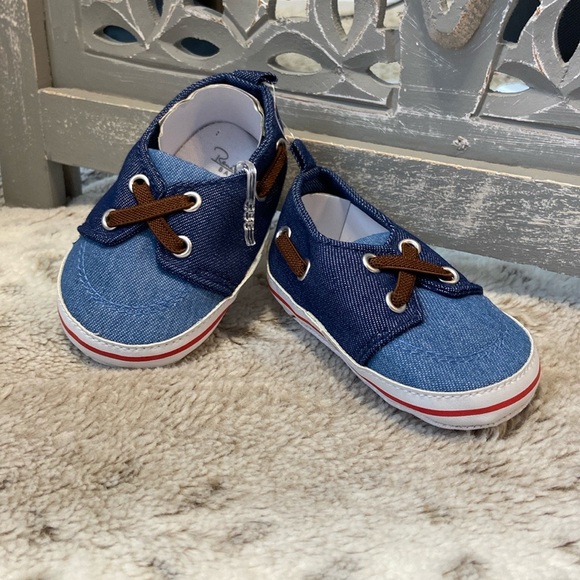 NWT! Rene Rofe denim shoes baby boys size 3 preppy formal holiday garden party - Picture 1 of 10